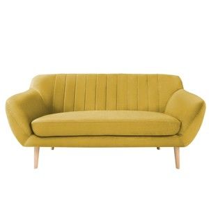 Żółta aksamitna sofa Mazzini Sofas Sardaigne, 158 cm