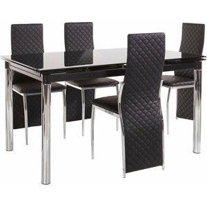 Komplet stołu i 4 czarnych krzeseł Støraa Pippa William Black