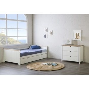 Białe łóżko z szufladą na materac dla gościa Marckeric Madi, 90x190 cm
