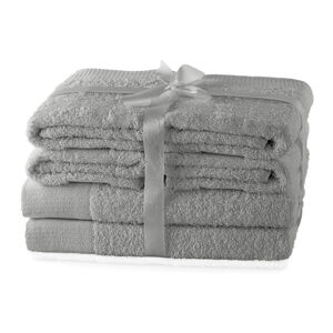 Szare bawełniane ręczniki zestaw 6 szt. frotte Amari – AmeliaHome