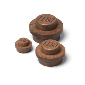 Zestaw 3 haczyków ściennych z drewna dębowego bejcowanego na ciemno LEGO® Wood
