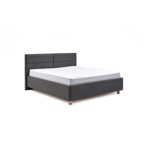 Ciemnoszare dwuosobowe łóżko ze schowkiem DlaSpania Grace, 180x200 cm