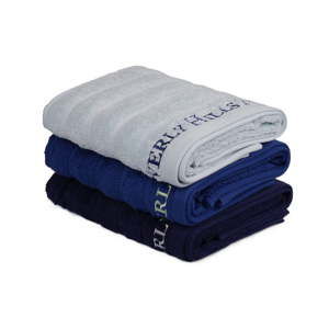 Zestaw 3 niebieskich ręczników do rąk, 90x50 cm