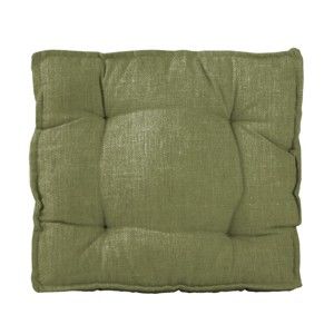 Poduszka na krzesło z domieszką lnu Linen Couture Square Kaki, 37x37 cm