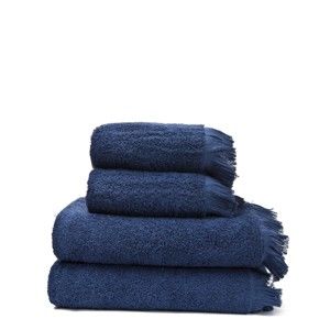 Zestaw 4 granatowych ręczników z czystej bawełny Casa Di Bassi