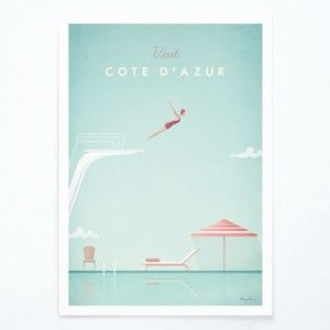Plakat Travelposter Côte d'Azur, A3