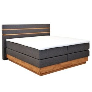 Szare 2-osobowe łóżko kontynentalne Sinkro Lineo, 180x200 cm