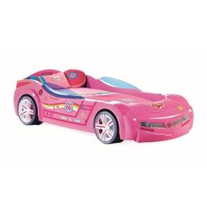 Różowe łóżko dziecięce w kształcie auta Biturbo Carbed Pink, 90x195 cm