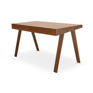 Brązowe biurko z nogami z drewna jesionowego EMKO, 140x70 cm