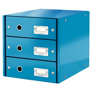 Niebieski pojemnik z 3 szufladami Leitz Office, 36x29x28 cm