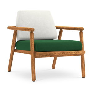 Jasnoszaro-zielony fotel ogrodowy z konstrukcją z litego drewna akacji Calme Jardin Capri