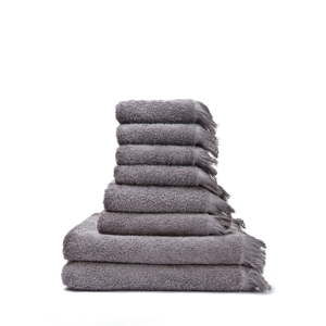 Zestaw 6 szarych ręczników i 2 ręczników kąpielowych ze 100% bawełny Bonami