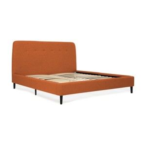 Pomarańczowe łóżko 2-osobowe z czarnymi nogami Vivonita Mae, 140x200 cm