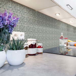 Zestaw 60 naklejek ściennych Ambiance Cement Tiles Terrazzo Victorino, 15x15 cm