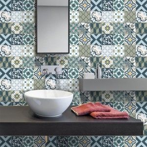 Zestaw 30 naklejek ściennych Ambiance Wall Stickers Cement Tiles Azulejos Vicenzo, 10x10 cm