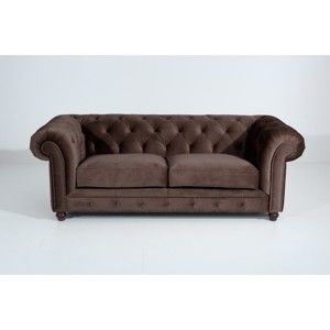 Ciemnobrązowa sofa trzyosobowa Max Winzer Orleans Velvet