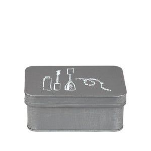 Szary metalowy pojemnik na kosmetyki LABEL51