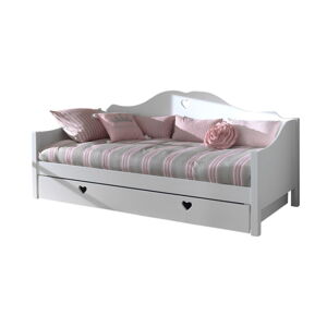 Białe łóżko dziecięce z litego drewna sosnowego z wysuwanym łóżkiem ze schowkiem 90x200 cm AMORI – Vipack
