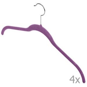 Zestaw 4 fioletowych wieszaków Domopak Velvet Hangers