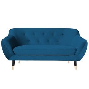 Niebieska sofa z czarnymi nogami Mazzini Sofas Amelie, 158 cm