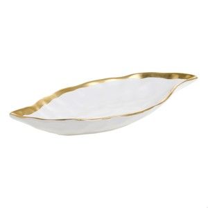Biała porcelanowa miska do serwowania InArt Leafy, 26,5x13,5 cm