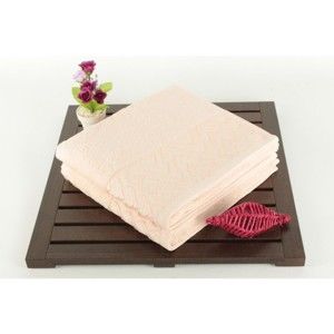 Zestaw 2 pudrowych ręczników kapielowych ze 100% bawełny Kalp Powder, 50x90 cm
