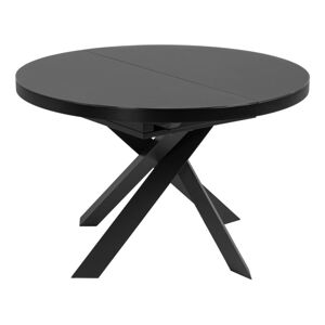 Czarny okrągły rozkładany stół ze szklanym blatem ø 160 cm Vashti – Kave Home