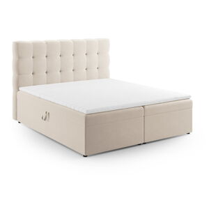 Beżowe łóżko boxspring ze schowkiem 160x200 cm Bali – Cosmopolitan Design