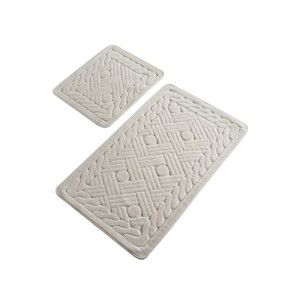 Zestaw 2 jasnoszarych bawełnianych dywaników łazienkowych Confetti Bathmats Daniel Ecru