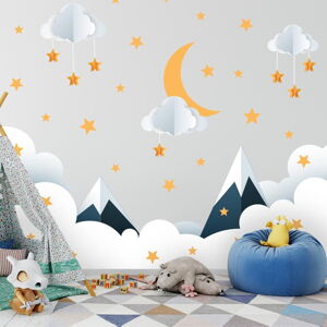 Naklejka dziecięca na ścianę 90x60 cm Mountains in Stars and Clouds – Ambiance