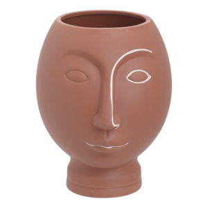 Ceramiczny wazon w kolorze ceglanej czerwieni InArt Face, wys. 18 cm