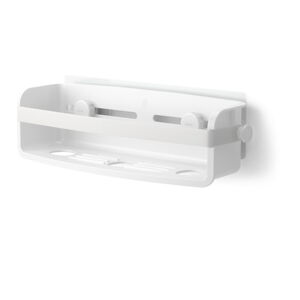 Biała samoprzylepna półka łazienkowa z plastiku z recyklingu Flex Adhesive – Umbra