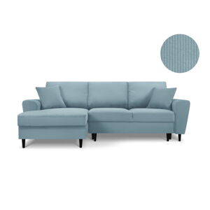 Kooko Home Jazz jasnoniebieska sofa narożna sztruksowa, narożnik lewy