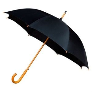 Czarny parasol z drewnianą rączką Ambiance Wooden, ⌀ 102 cm