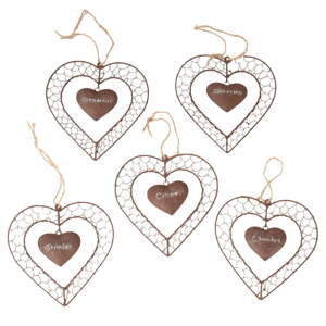 Zestaw 5 dekoracji wiszących Antic Line Heart