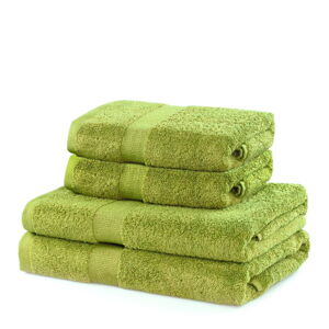 Jasnozielone bawełniane ręczniki zestaw 4 szt. frotte Marina – DecoKing