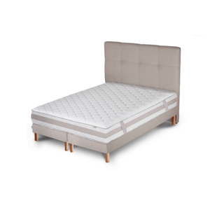 Jasnoszare łóżko z materacem i podwójnym boxspringiem Stella Cadente Maison Saturne Saches, 180x200 cm