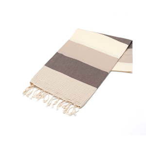 Bezowo-brązowy ręcznik, 180x100 cm