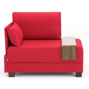 Czerwony fotel z podłokietnikiem po lewej stronie i blatem Balcab Home Martha