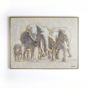 Obraz ręcznie malowany Graham & Brown Elephant Family, 80x60 cm