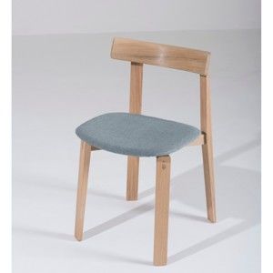 Krzesło z litego drewna dębowego z niebieskoszarym siedziskiem Gazzda Nora