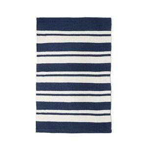 Niebieski bawełniany ręcznie tkany dywan Pipsa Navy Stripes, 60x90 cm