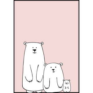 Plakat Imagioo Pink Bear Family, 40x30 cm