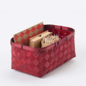 Czerwony koszyk bambusowy Compactor Hanoi, 23x15 cm