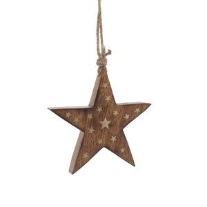 Świąteczna drewniana dekoracja wisząca w kształcie gwiazdy InArt Stefano