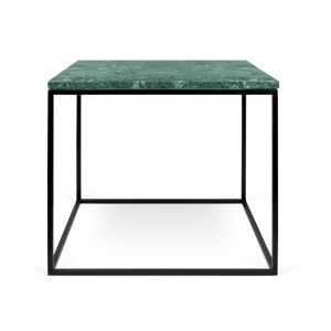 Zielony stolik marmurowy z czarnymi nogami TemaHome Gleam, 50 cm