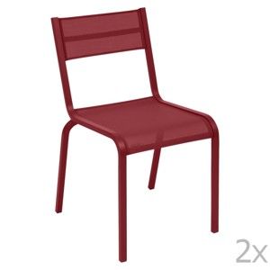 Komplet 2 czerwonych metalowych krzeseł ogrodowych Fermob Oléron