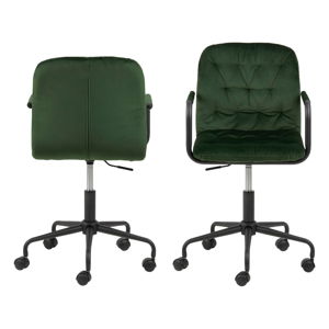 Zielone krzesło biurowe z aksamitnym obiciem Actona Wendy