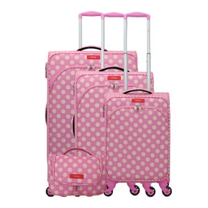 Zestaw 3 różowych walizek z 4 kółkami i kosmetyczki Lollipops