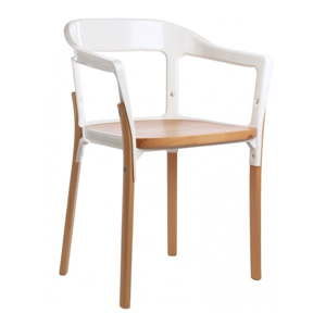 Biało-brązowe krzesło Magis Steelwood